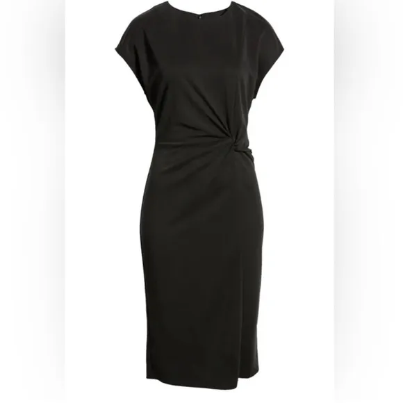 Halogen Black Twist Front Knit Sheath Dress Size Small
