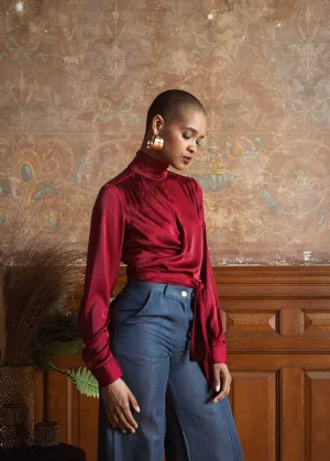 Hammered Silky Joi Wrap Top