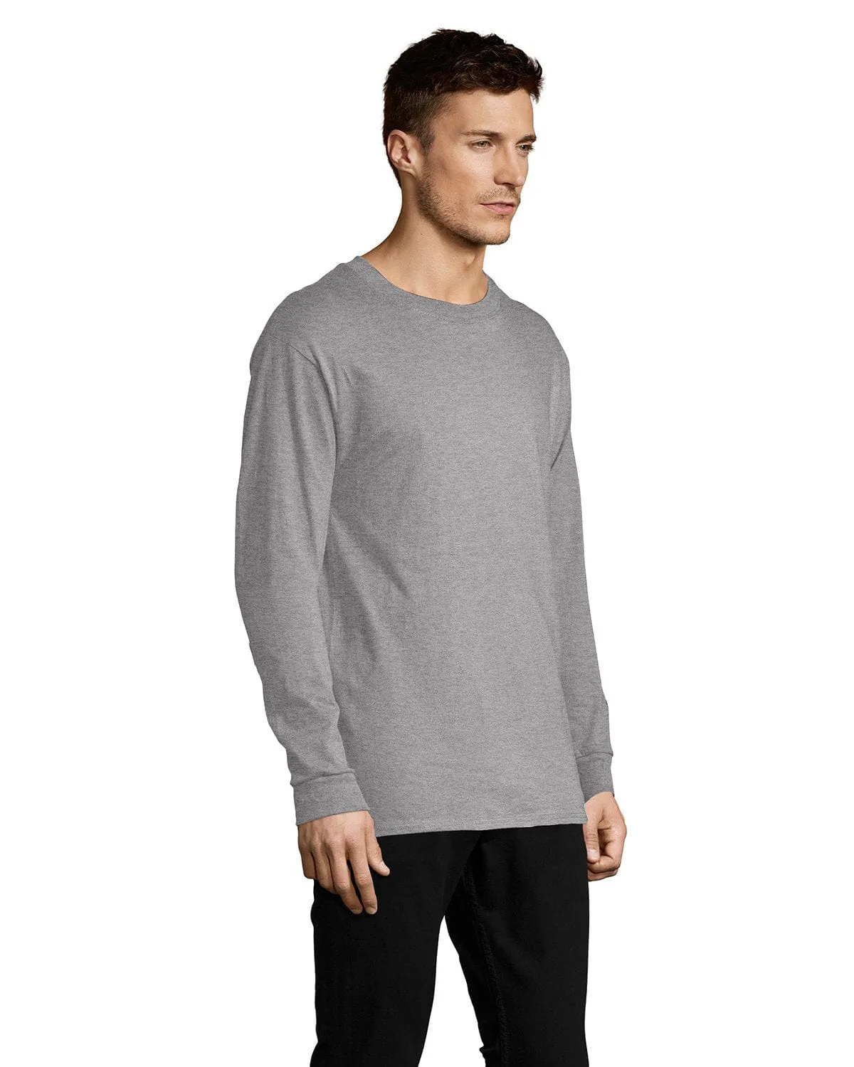 Hanes ComfortSoft Cotton Long Sleeve T-Shirt | Oxford Gray