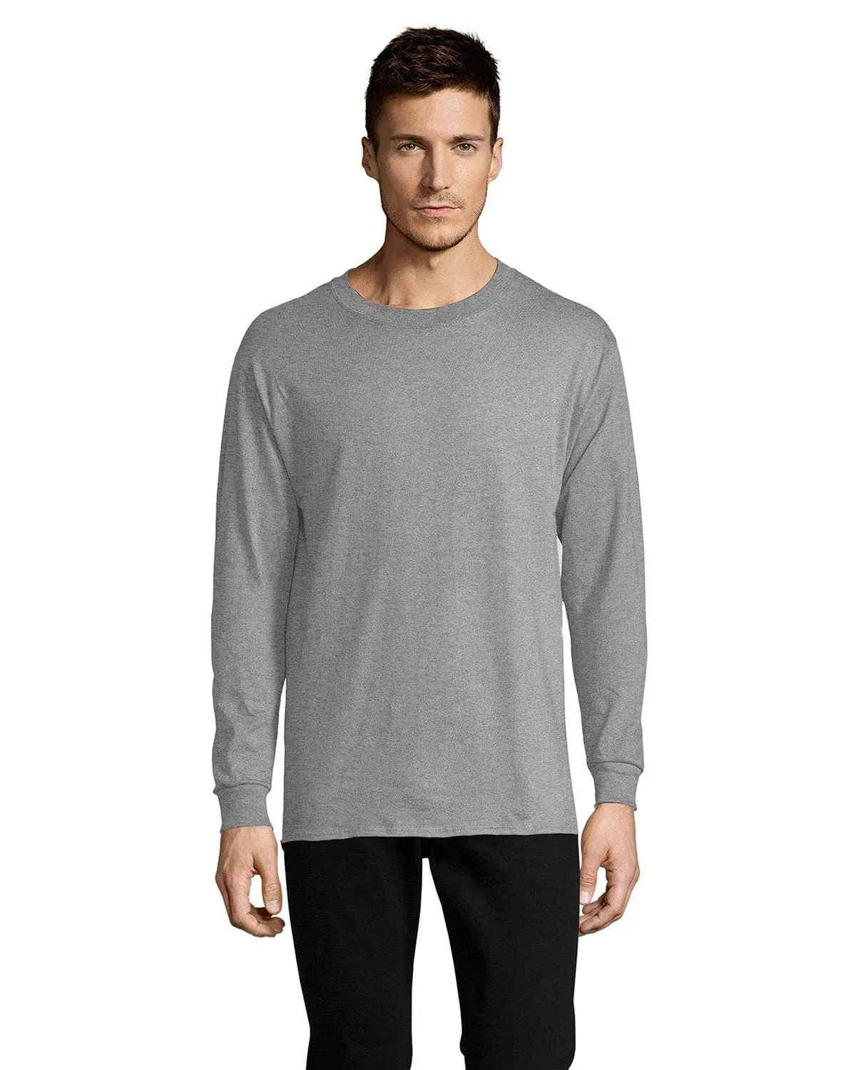 Hanes ComfortSoft Cotton Long Sleeve T-Shirt | Oxford Gray