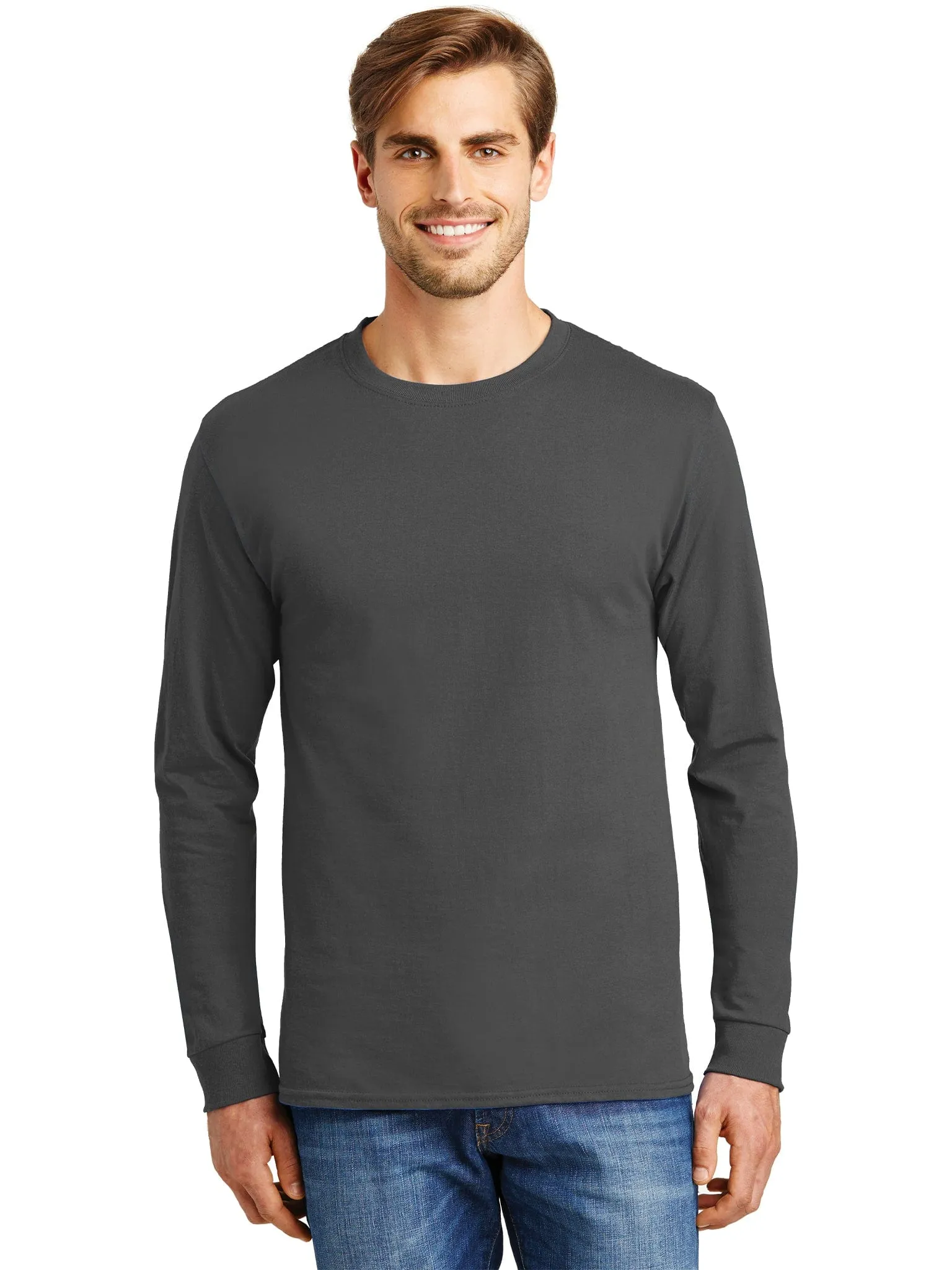 Hanes Tagless ComfortSoft Long Sleeve T-Shirt | Oxford Gray
