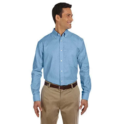 Harriton Mens Long-Sleeve Oxford with Stain-Release