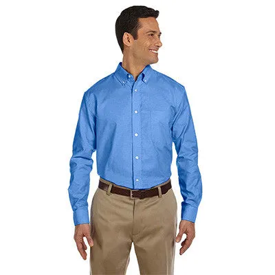Harriton Mens Long-Sleeve Oxford with Stain-Release