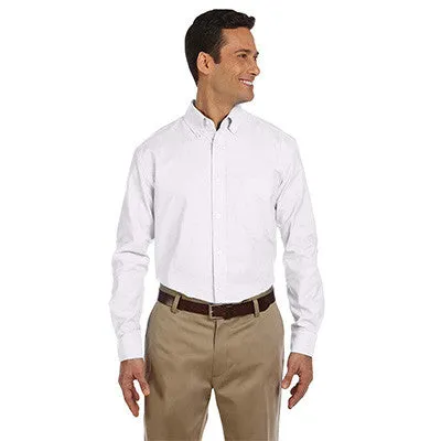 Harriton Mens Long-Sleeve Oxford with Stain-Release