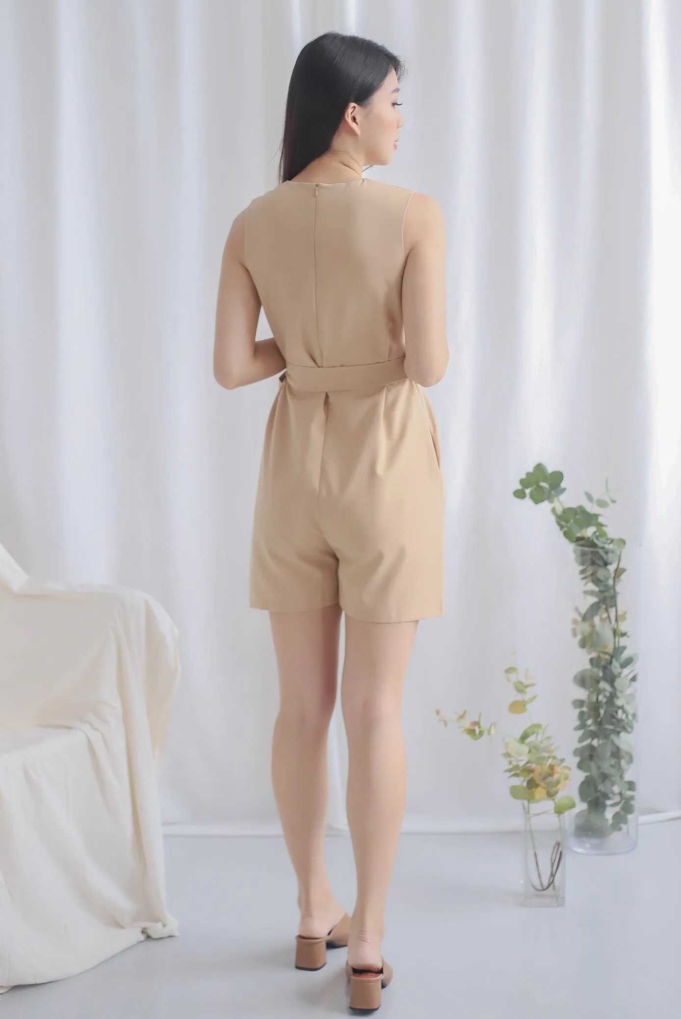 Hathor Sash Romper In Wheat