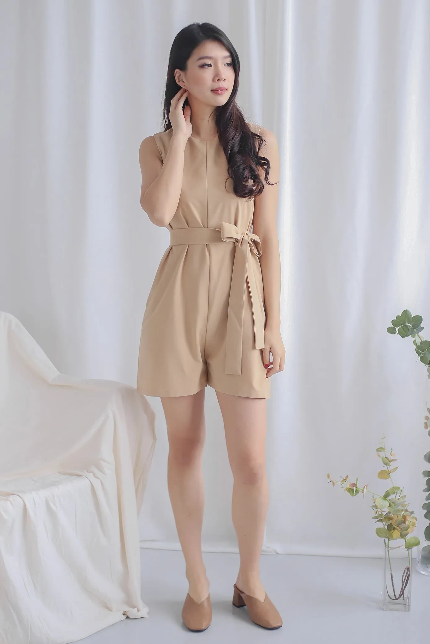 Hathor Sash Romper In Wheat