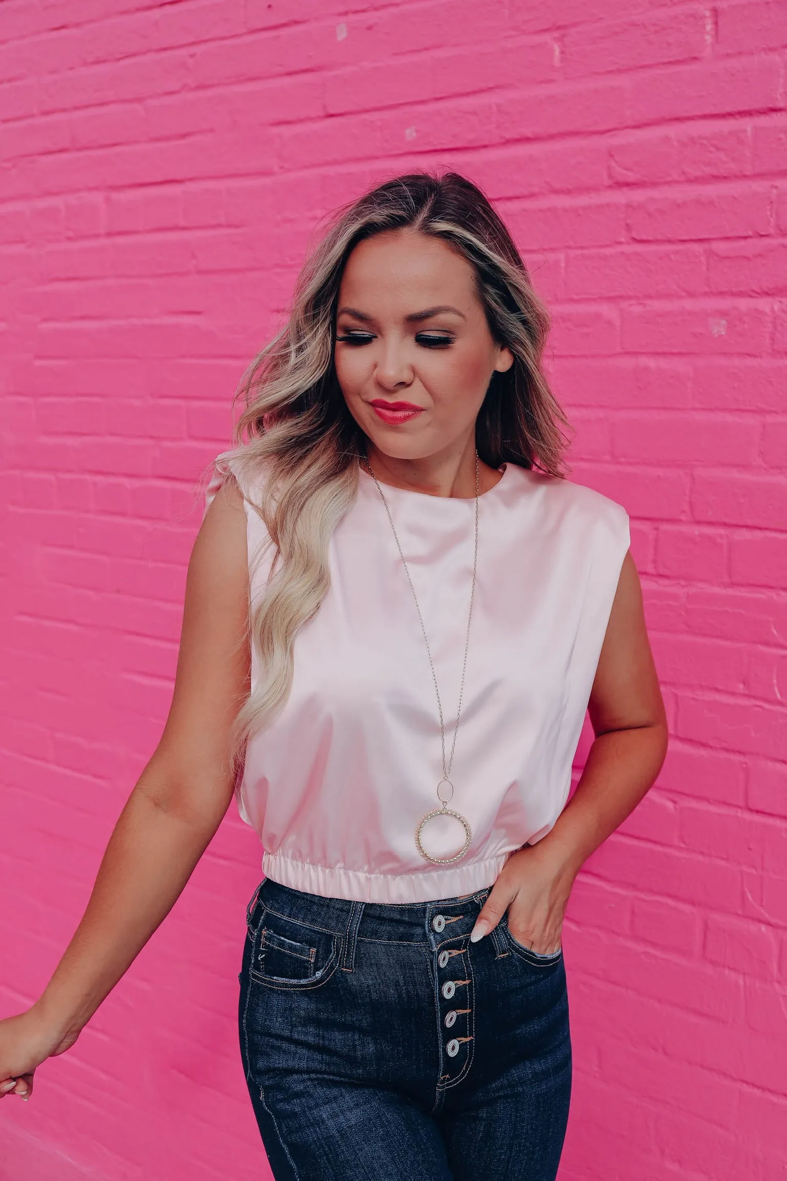 Heavenly Pink Satin Blouse - WHS