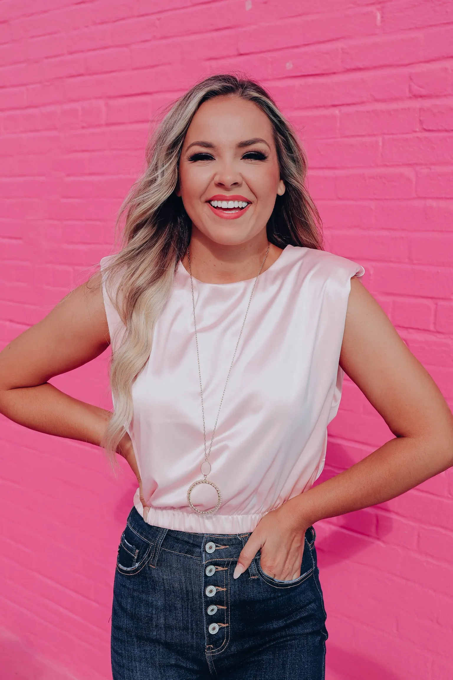 Heavenly Pink Satin Blouse - WHS