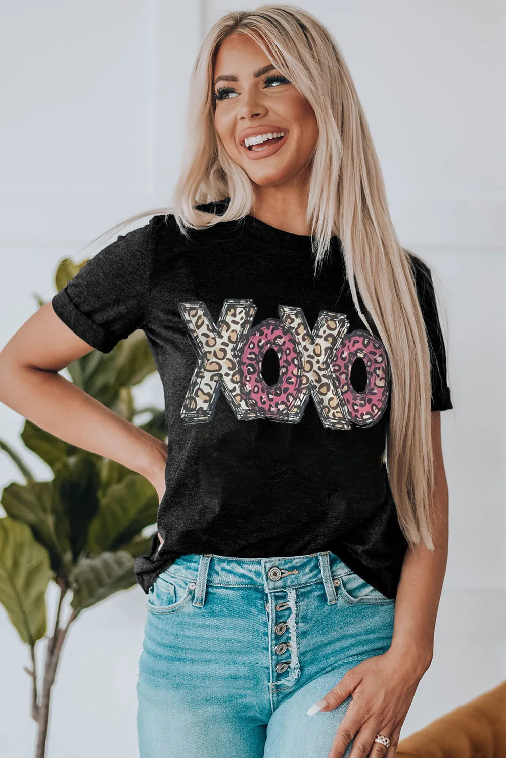 Hello Valentine Letter Print T Shirt