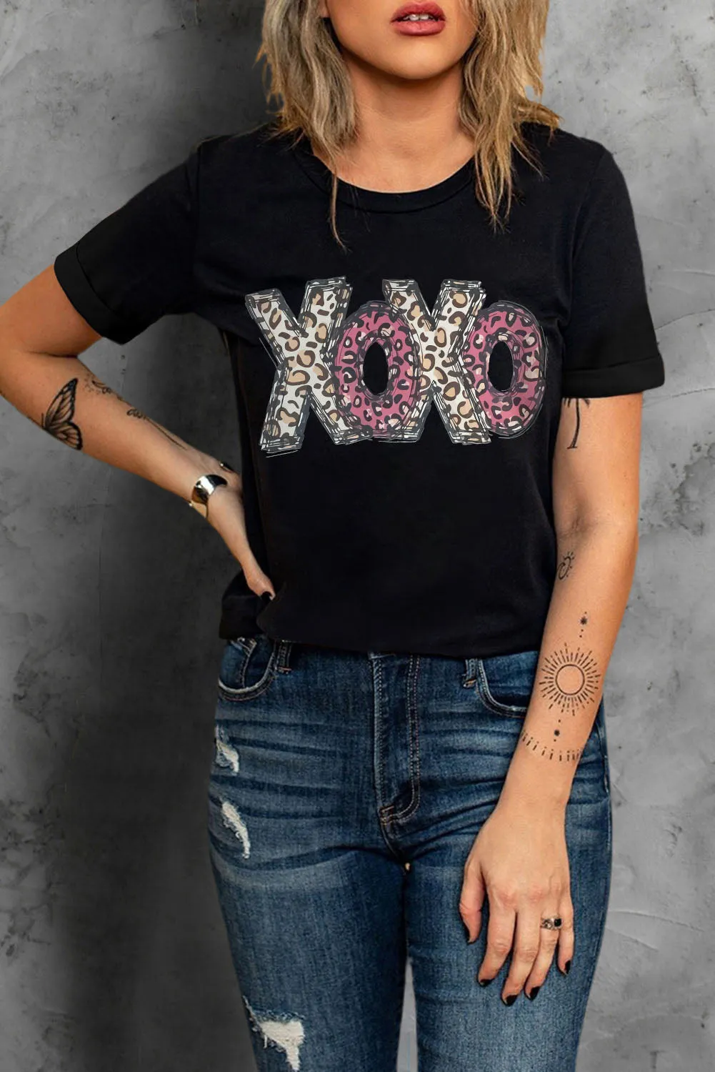 Hello Valentine Letter Print T Shirt