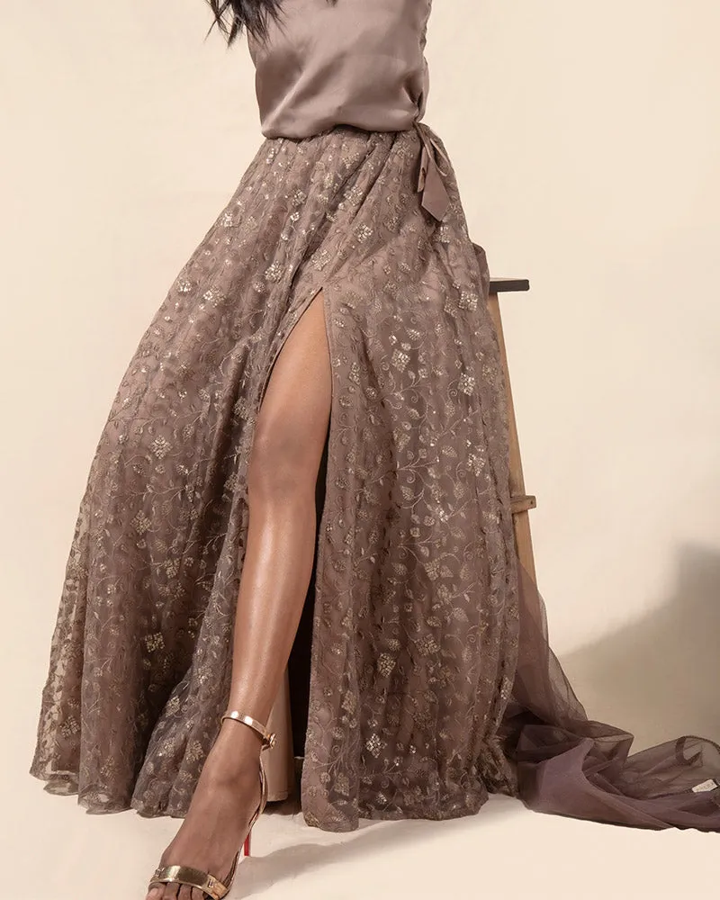 Hibiscus Champagne Lehenga Set