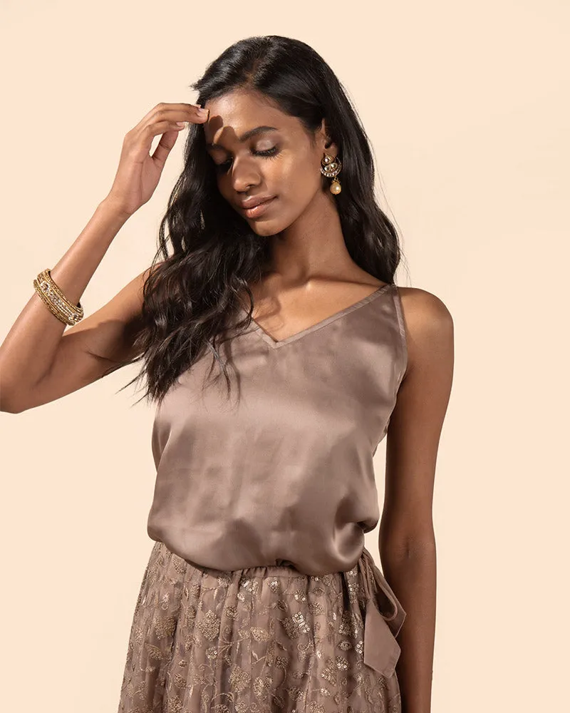 Hibiscus Champagne Lehenga Set
