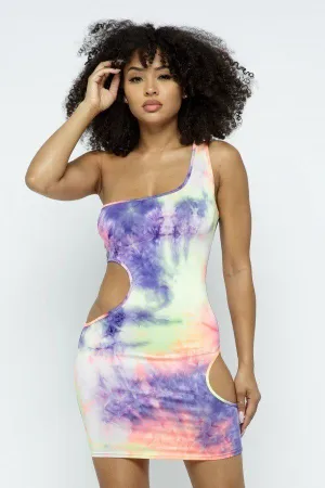 “Hole Up” One Shoulder Mini Dress W/mask