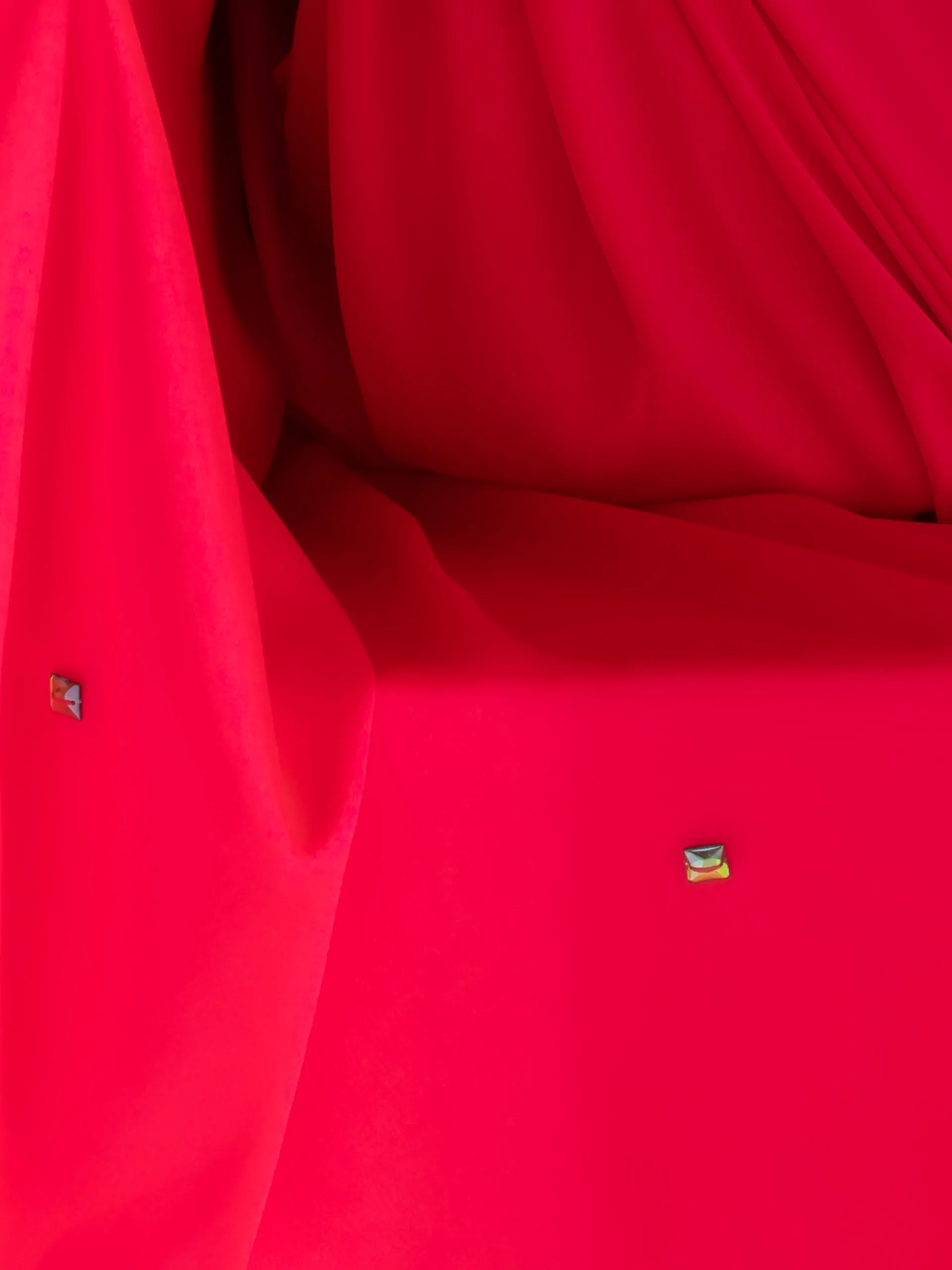Hot Pink Satin Saree with Rainbow Beads and Green Sequin Blouse Fabric
