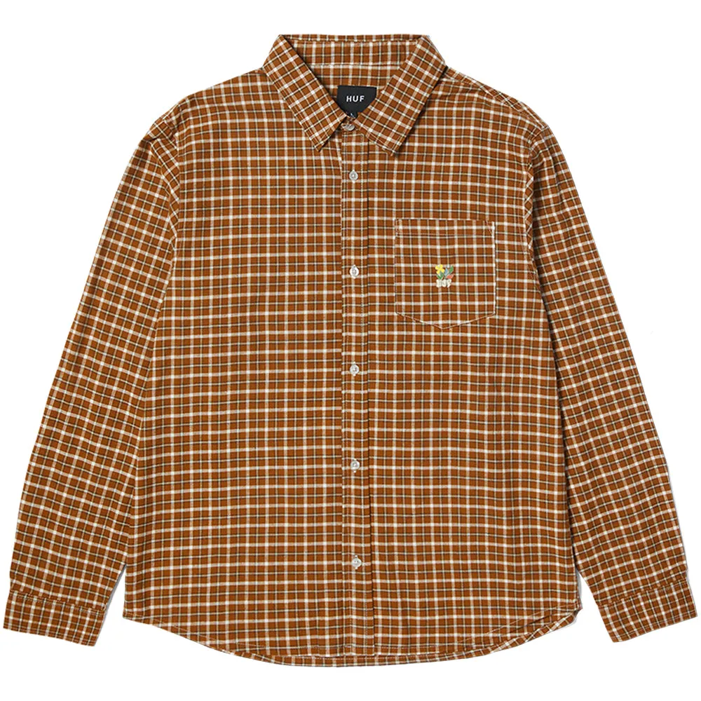 HUF Echo Oxford Plaid Shirt Russet