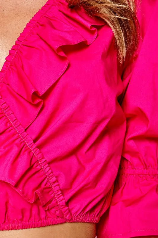 I Feel Love Ruffle Wrap Crop Top