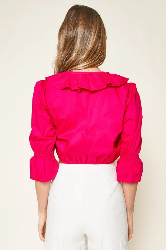 I Feel Love Ruffle Wrap Crop Top