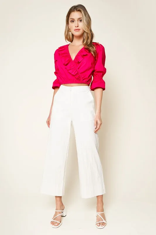 I Feel Love Ruffle Wrap Crop Top