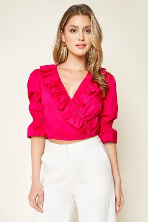 I Feel Love Ruffle Wrap Crop Top