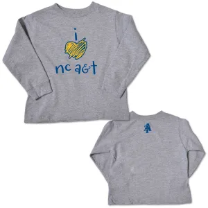 I Love A&T Game Night Long Sleeve T-Shirt Gray