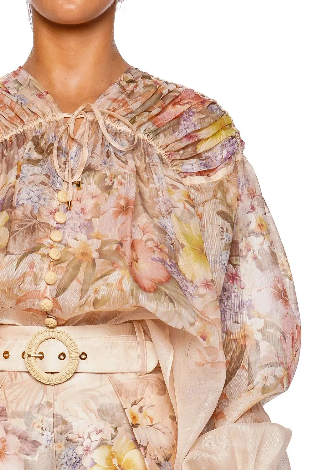 Illuminate Ivory Tropical Drawn Blouse