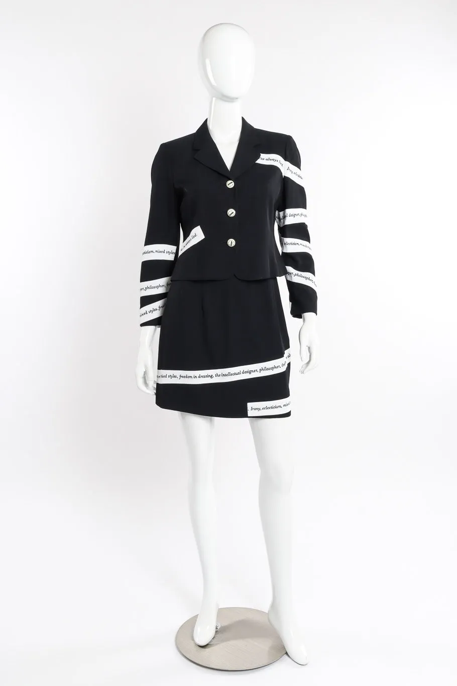 Irony of Design Text Jacket & Skirt Suit