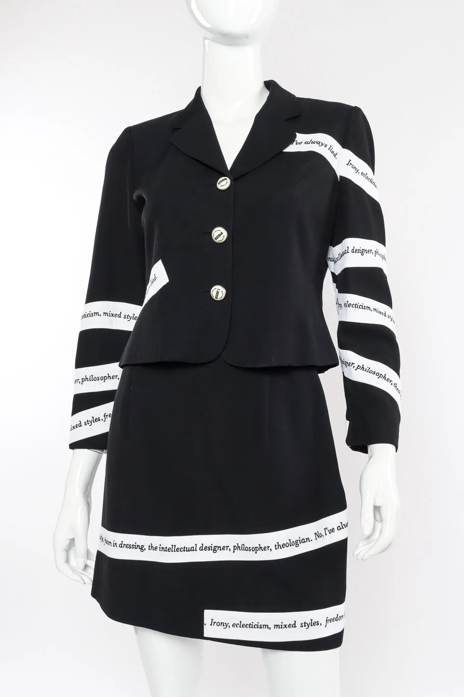 Irony of Design Text Jacket & Skirt Suit