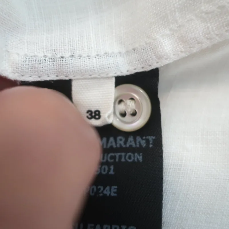 Isabel Marant Etoile Daloa Collared Blouse Cream Linen Size 38 Long Sleeve Top