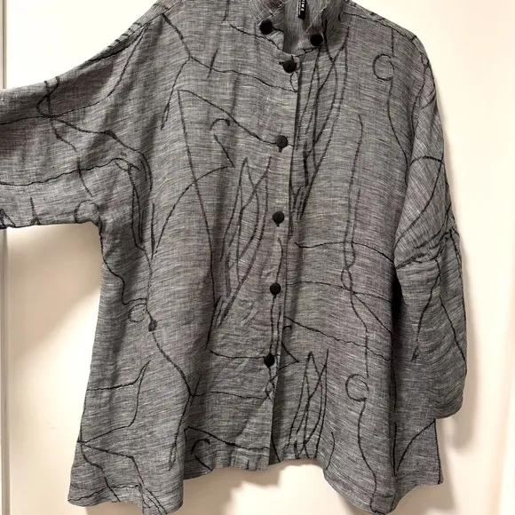 ITEMZ Chris Baumgartner Linen Button Up Jacket Blouse Shirt Lagenlook One Size