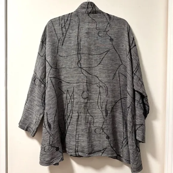 ITEMZ Chris Baumgartner Linen Button Up Jacket Blouse Shirt Lagenlook One Size