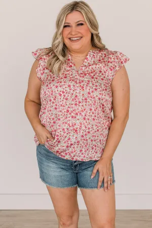 It's A New Day Floral Blouse- Ivory & Pink