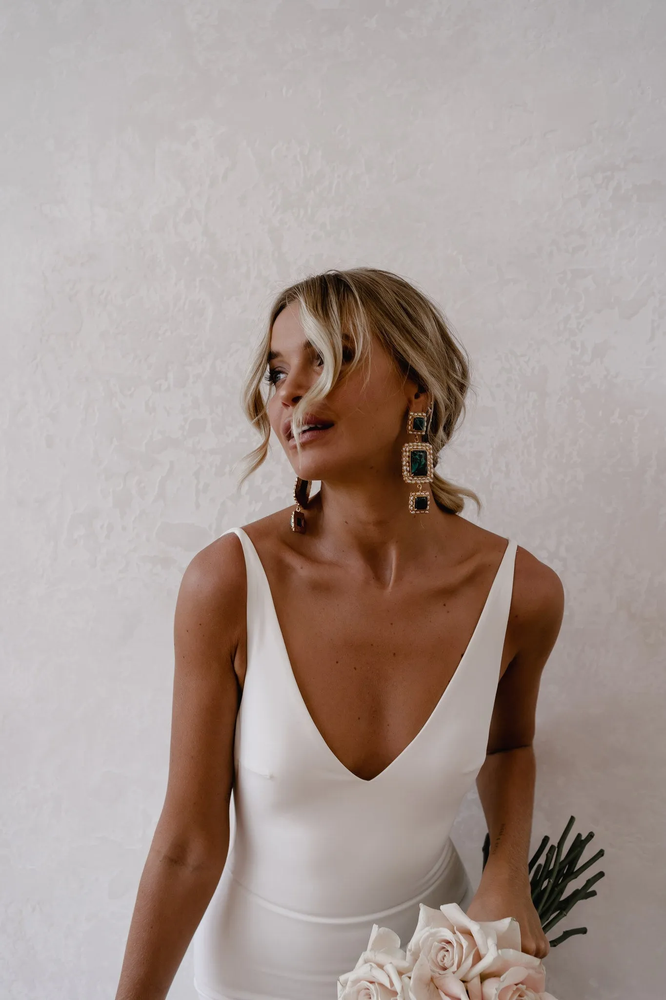 Jaylynn | Mermaid Deep V-Neck Backless White Wedding Dress