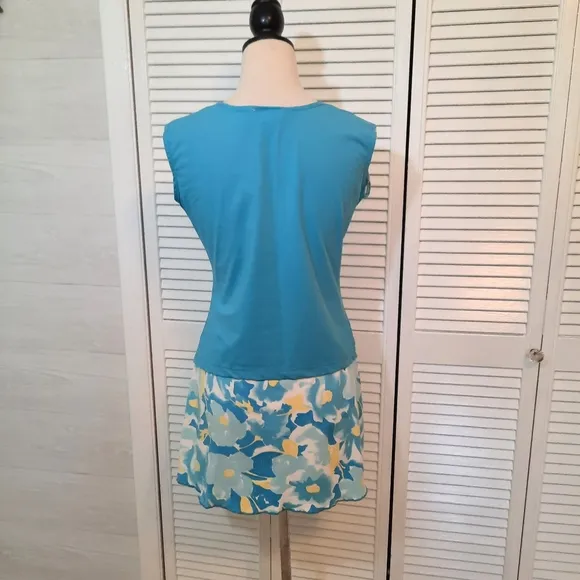 Jerdog floral mini skirt tank top tennis suit set sz medium *6