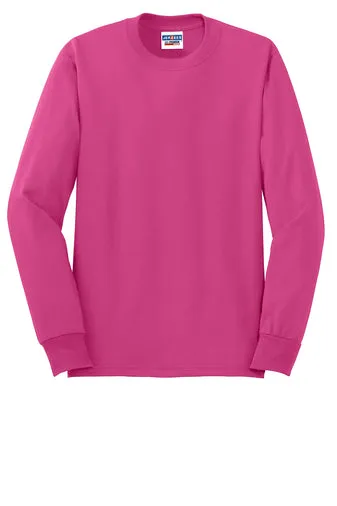 Jerzees Unisex long sleeve T Shirt in Cyber Pink
