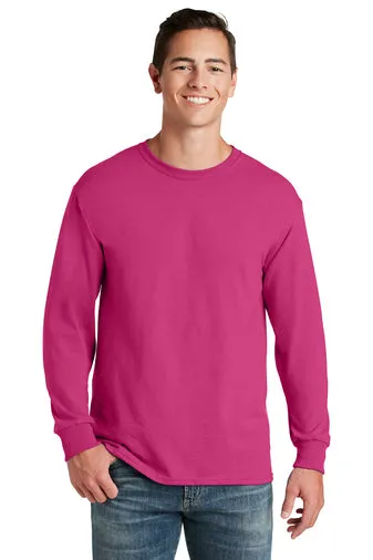 Jerzees Unisex long sleeve T Shirt in Cyber Pink