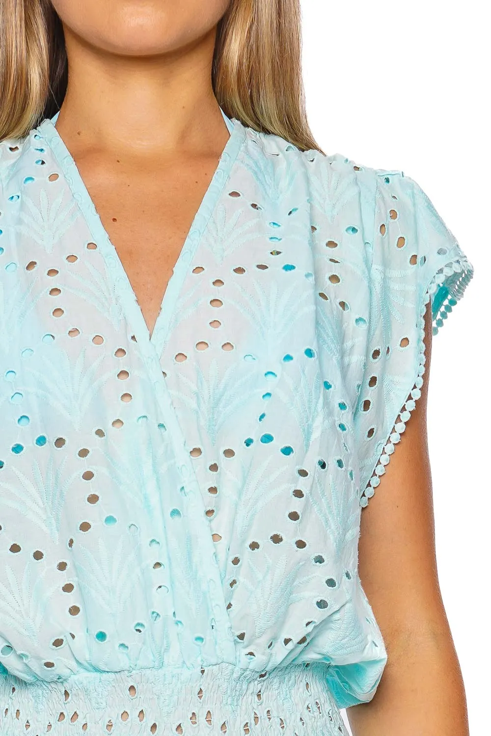 Jess Sky Embroidered Mini Dress