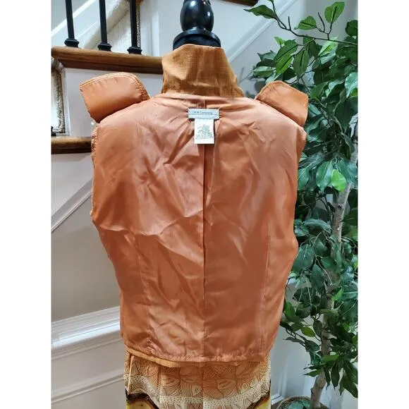 K &amp; Company Women Orange Polyester Single Breasted Jacket &amp; Skirt 2Piece Suit 16