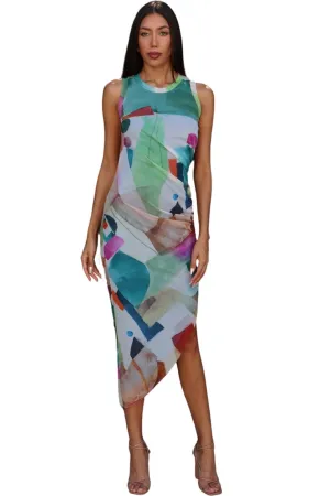 KALEIDOSCOPE Fitted Tank Sheath Dress with Slanted Hemline