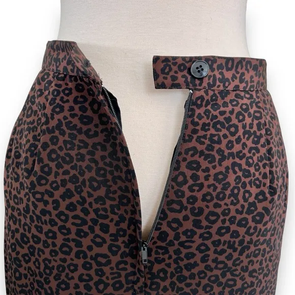 Kasper A.S.L Brown and Black Leopard Print Skirt Suit