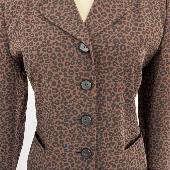Kasper A.S.L Brown and Black Leopard Print Skirt Suit