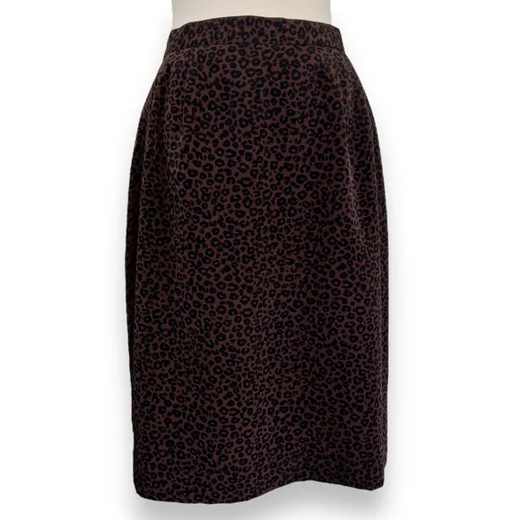 Kasper A.S.L Brown and Black Leopard Print Skirt Suit