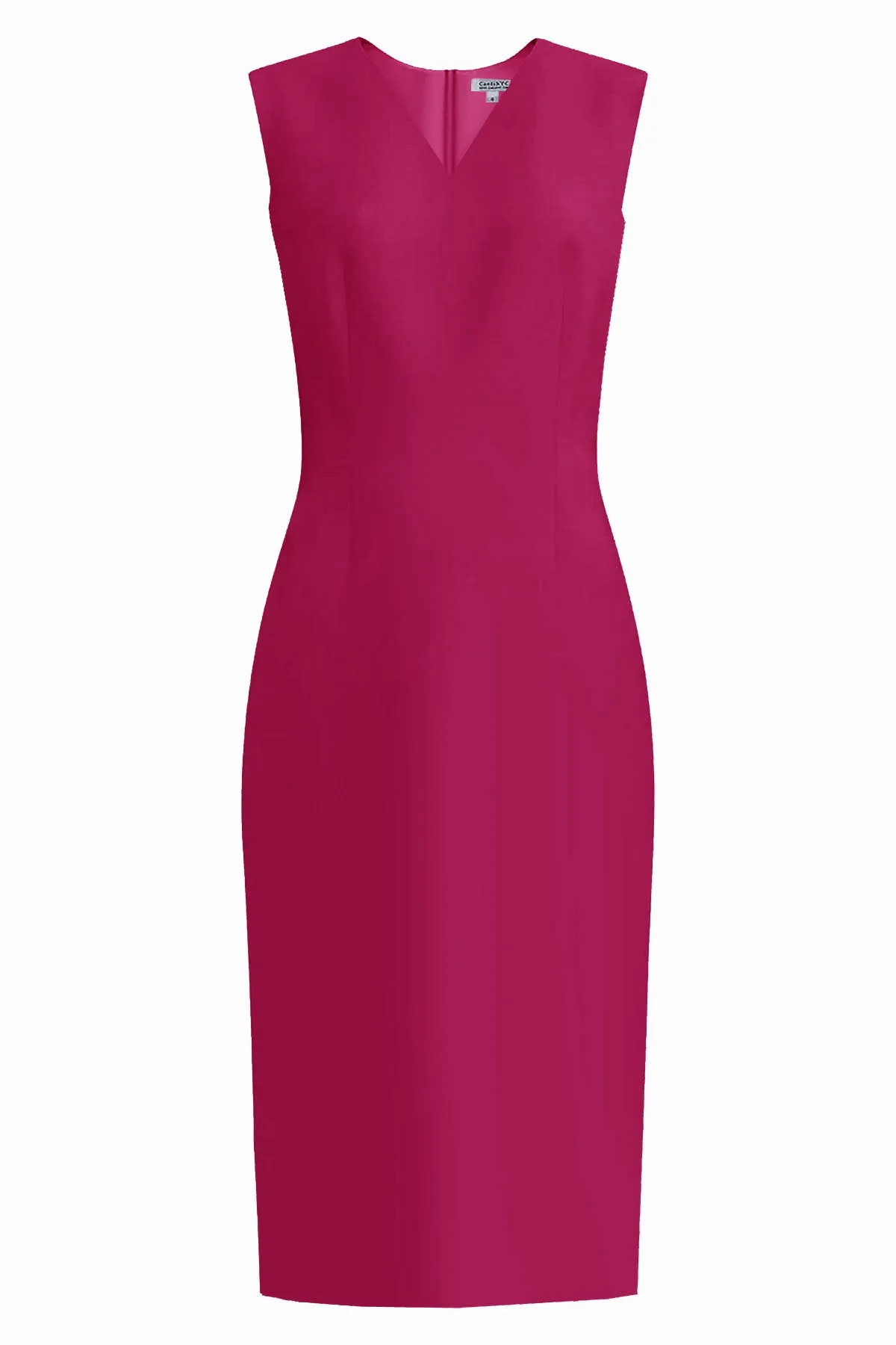 Kateri V-Neck Fuchsia Sheath Dress