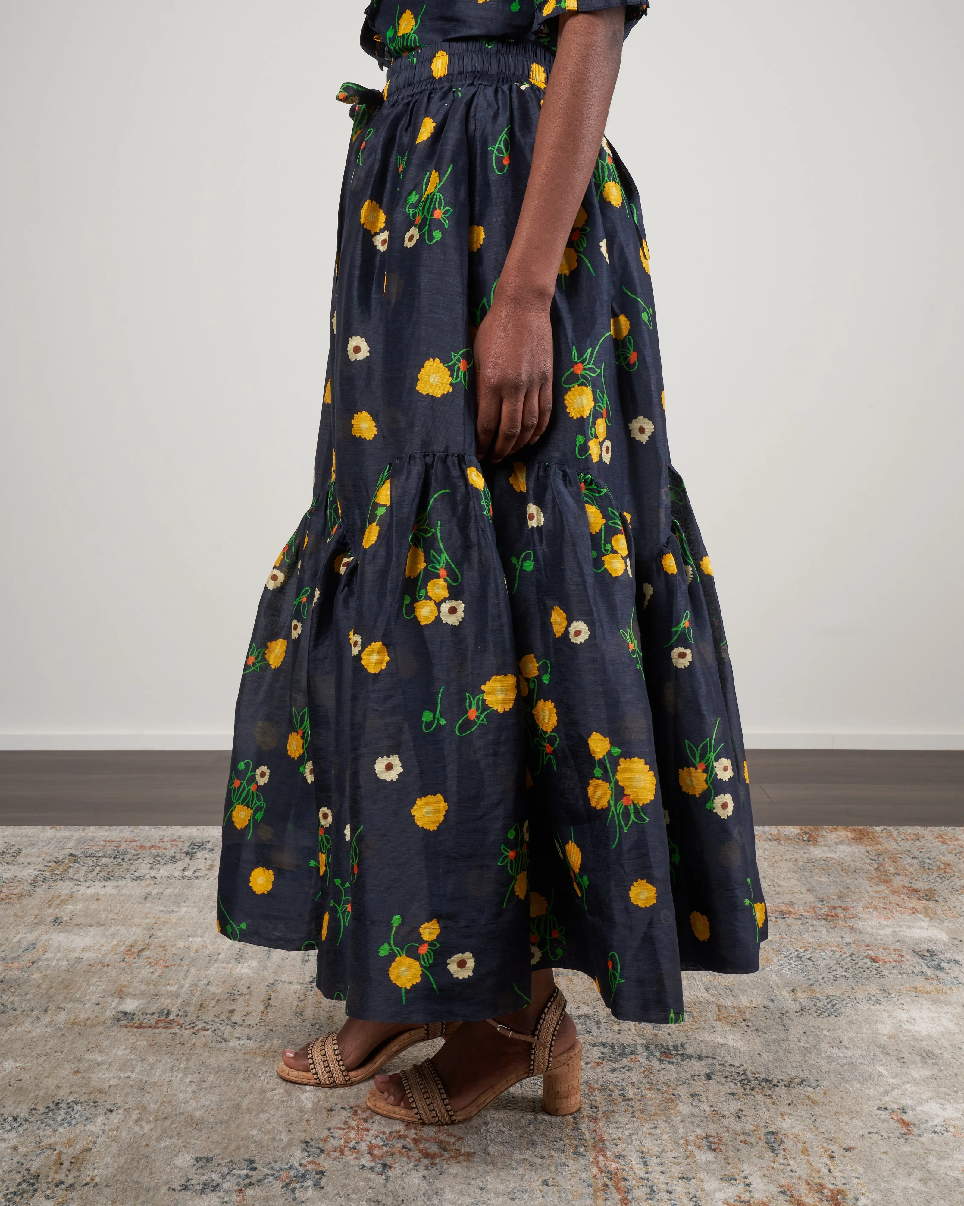 ketty maxi skirt - navy floral