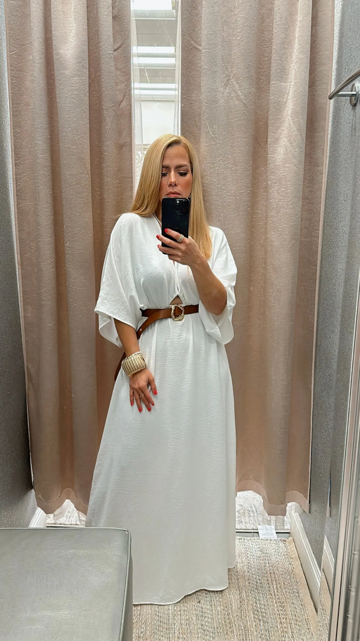 Kimono v-neck white dress