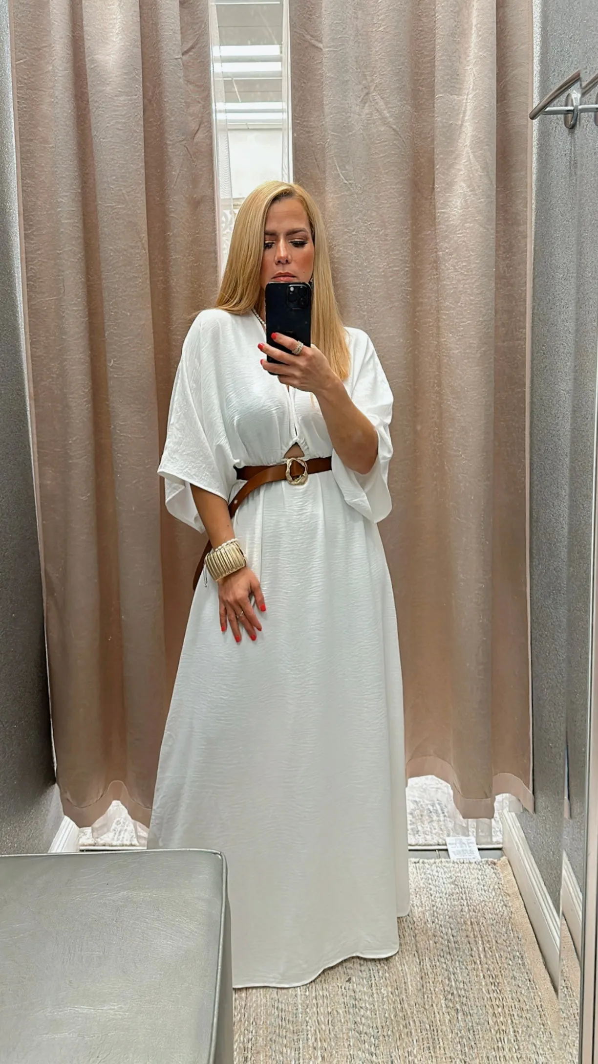 Kimono v-neck white dress