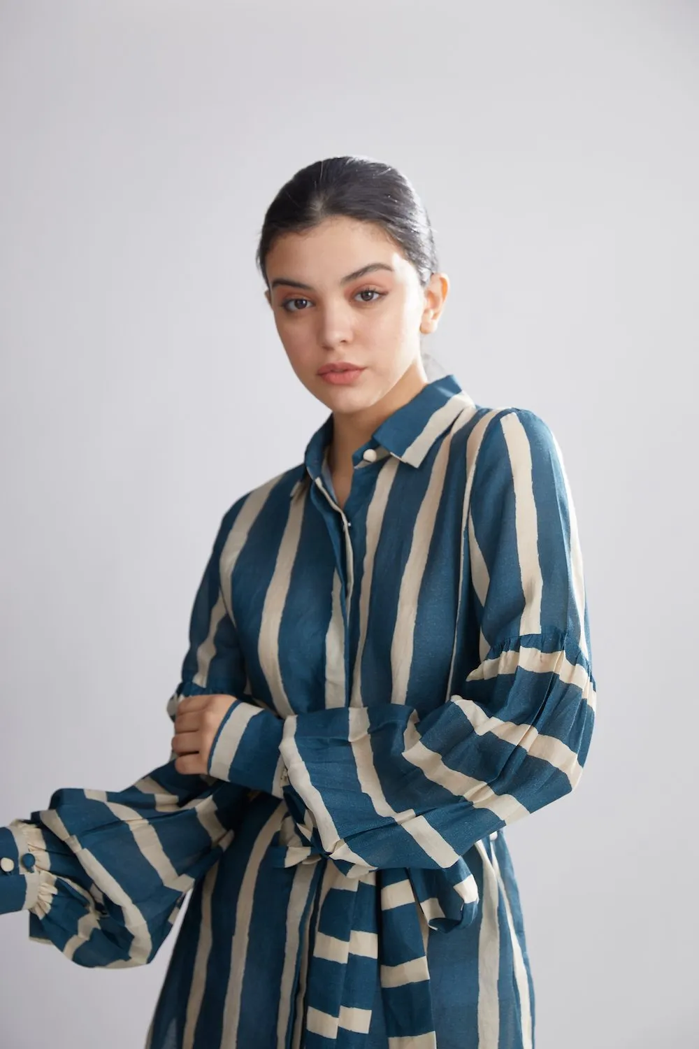 Koai   I   Teal And Cream Stripe Shirt Dress
