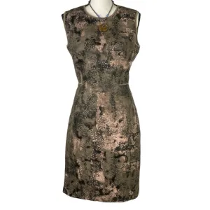 Lafayette 148 New York Sleeveless Sheath Brown Black and Beige Dress Size 6