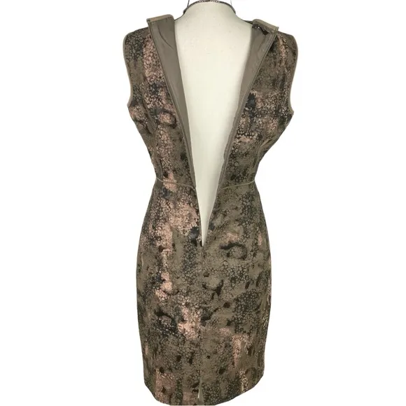 Lafayette 148 New York Sleeveless Sheath Brown Black and Beige Dress Size 6