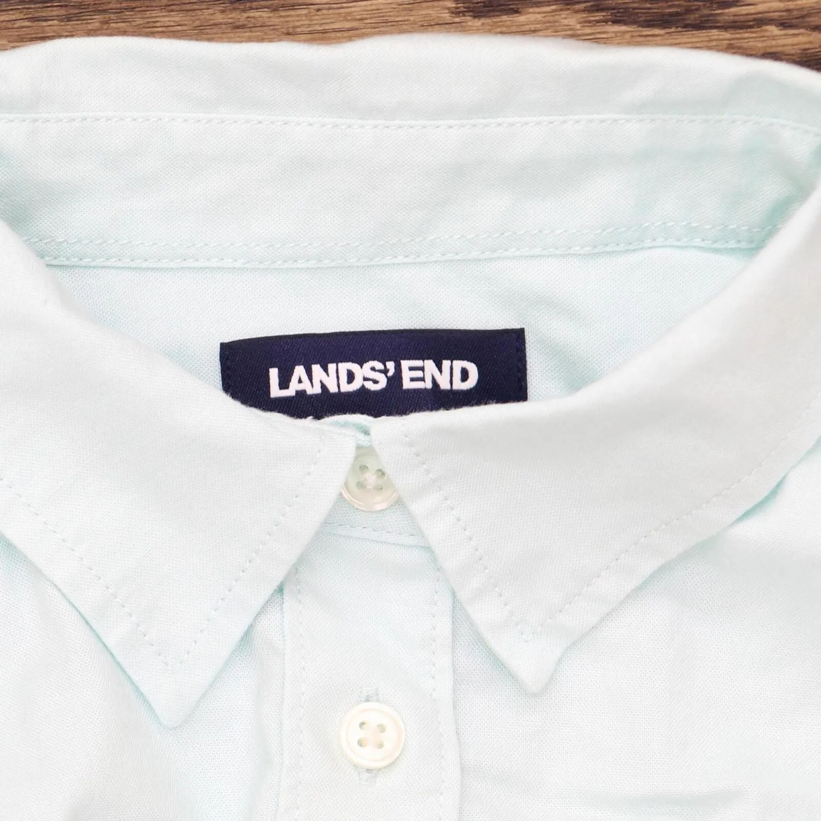 Lands' End Womens Long Sleeve Oxford Boyfriend Button Up Shirt 509165-Sample
