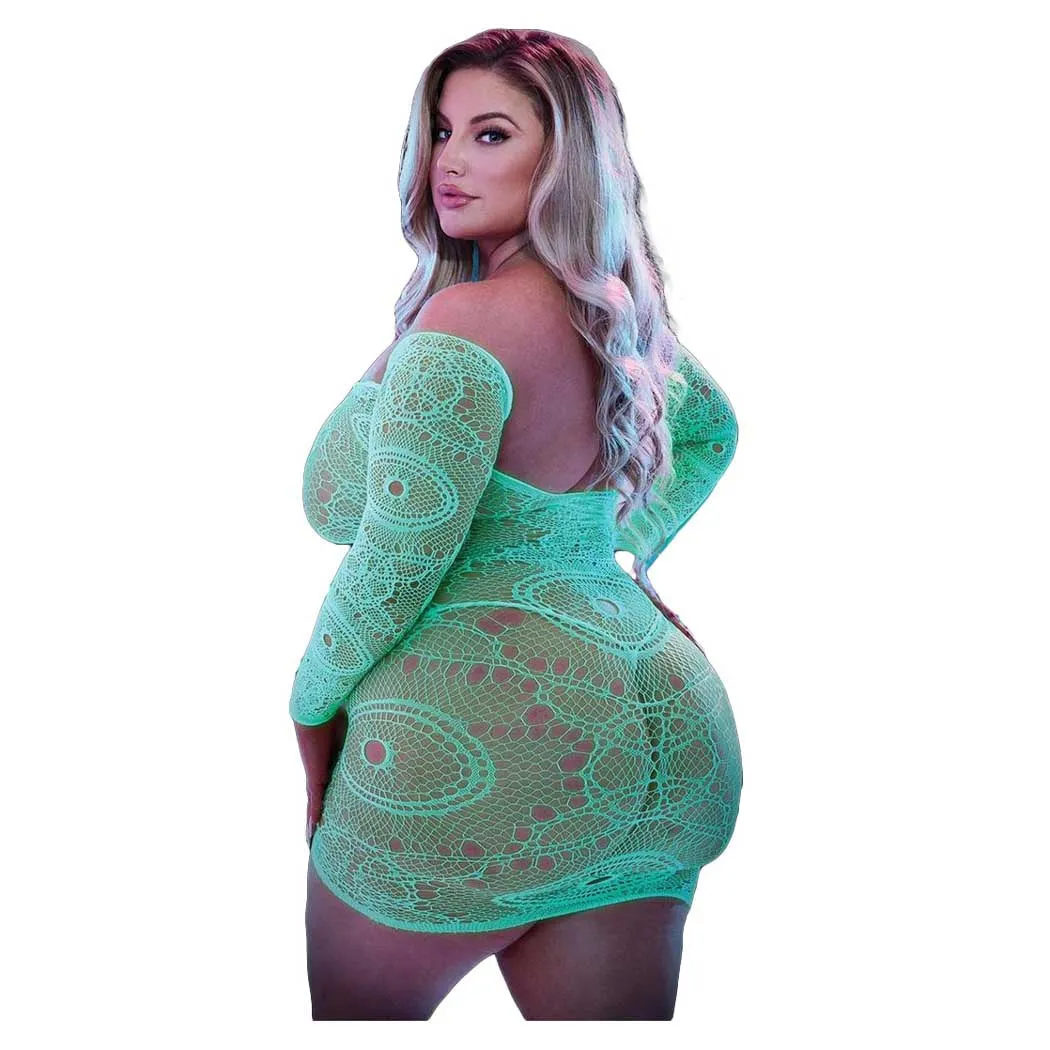 Lapdance Glow In The Dark Off-the-Shoulder Mini Dress